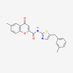 molecular formula C22H18N2O3S B2803714 6-methyl-N-(5-(3-methylbenzyl)thiazol-2-yl)-4-oxo-4H-chromene-2-carboxamide CAS No. 919033-75-3
