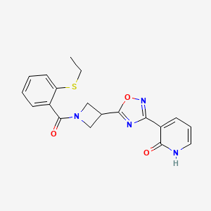 3-(5-(1-(2-(ethylthio)benzoyl)azetidin-3-yl)-1,2,4-oxadiazol-3-yl)pyridin-2(1H)-one