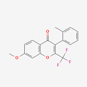 molecular formula C18H13F3O3 B2803722 7-methoxy-3-(2-methylphenyl)-2-(trifluoromethyl)-4H-chromen-4-one CAS No. 315233-88-6
