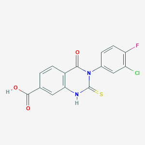 molecular formula C15H8ClFN2O3S B2803738 3-(3-chloro-4-fluorophenyl)-4-oxo-2-sulfanylidene-1H-quinazoline-7-carboxylic acid CAS No. 790271-23-7