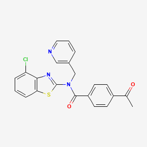molecular formula C22H16ClN3O2S B2803746 4-acetyl-N-(4-chlorobenzo[d]thiazol-2-yl)-N-(pyridin-3-ylmethyl)benzamide CAS No. 895015-90-4