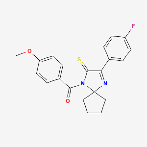 molecular formula C21H19FN2O2S B2803749 3-(4-Fluorophenyl)-1-(4-methoxybenzoyl)-1,4-diazaspiro[4.4]non-3-ene-2-thione CAS No. 1223983-63-8