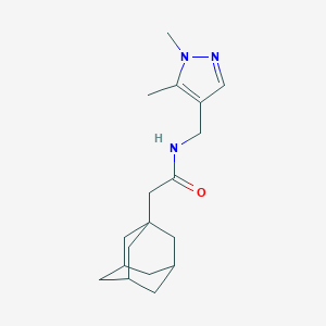 molecular formula C18H27N3O B280376 2-(1-adamantyl)-N-[(1,5-dimethyl-1H-pyrazol-4-yl)methyl]acetamide 