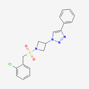 molecular formula C18H17ClN4O2S B2803761 1-(1-((2-chlorobenzyl)sulfonyl)azetidin-3-yl)-4-phenyl-1H-1,2,3-triazole CAS No. 1904231-72-6