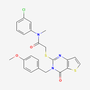 molecular formula C23H20ClN3O3S2 B2803765 N-(3-chlorophenyl)-2-{[3-(4-methoxybenzyl)-4-oxo-3,4-dihydrothieno[3,2-d]pyrimidin-2-yl]sulfanyl}-N-methylacetamide CAS No. 1252906-24-3