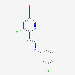 molecular formula C14H9Cl2F3N2 B2803772 3-chloro-N-[(E)-2-[3-chloro-5-(trifluoromethyl)pyridin-2-yl]ethenyl]aniline CAS No. 303997-77-5