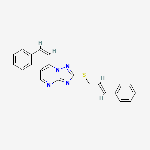 molecular formula C22H18N4S B2803784 2-[(3-Phenyl-2-propenyl)sulfanyl]-7-styryl[1,2,4]triazolo[1,5-a]pyrimidine CAS No. 1164492-92-5