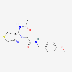 molecular formula C17H20N4O3S B2803786 2-(3-acetamido-4,6-dihydro-2H-thieno[3,4-c]pyrazol-2-yl)-N-(4-methoxybenzyl)acetamide CAS No. 1105249-59-9