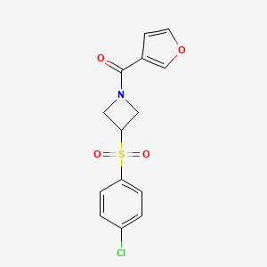 molecular formula C14H12ClNO4S B2803789 (3-((4-Chlorophenyl)sulfonyl)azetidin-1-yl)(furan-3-yl)methanone CAS No. 1706403-66-8