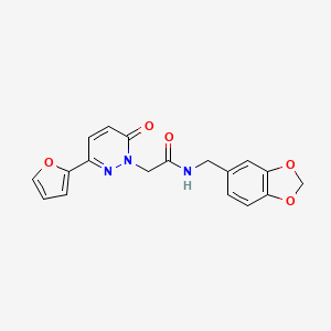 molecular formula C18H15N3O5 B2803796 N-(1,3-benzodioxol-5-ylmethyl)-2-[3-(furan-2-yl)-6-oxopyridazin-1-yl]acetamide CAS No. 899989-23-2