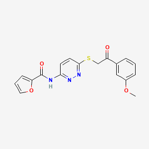 molecular formula C18H15N3O4S B2803804 N-(6-((2-(3-甲氧基苯基)-2-氧代乙基)硫代)吡啶并[1,2-e][1,5]噁唑-3-基)呋喃-2-甲酰胺 CAS No. 1021136-40-2