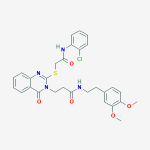 molecular formula C29H29ClN4O5S B2803809 3-[2-[2-(2-chloroanilino)-2-oxoethyl]sulfanyl-4-oxoquinazolin-3-yl]-N-[2-(3,4-dimethoxyphenyl)ethyl]propanamide CAS No. 422290-26-4