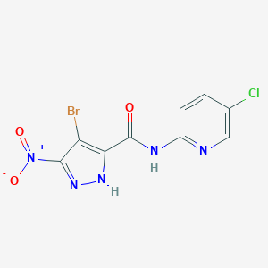 molecular formula C9H5BrClN5O3 B280381 4-bromo-N-(5-chloropyridin-2-yl)-3-nitro-1H-pyrazole-5-carboxamide 