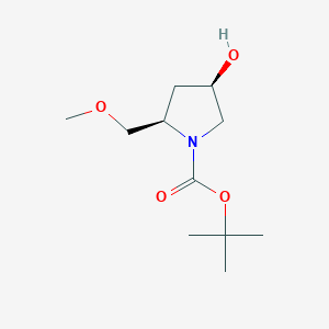 molecular formula C11H21NO4 B2803817 叔丁基 (2r,4r)-4-羟基-2-(甲氧基甲基)吡咯啉-1-羧酸酯 CAS No. 1146951-37-2