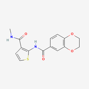molecular formula C15H14N2O4S B2803828 N-(3-(methylcarbamoyl)thiophen-2-yl)-2,3-dihydrobenzo[b][1,4]dioxine-6-carboxamide CAS No. 941871-31-4