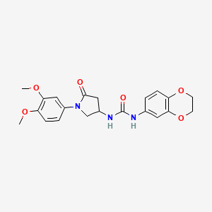 1-(2,3-Dihydrobenzo[b][1,4]dioxin-6-yl)-3-(1-(3,4-dimethoxyphenyl)-5-oxopyrrolidin-3-yl)urea