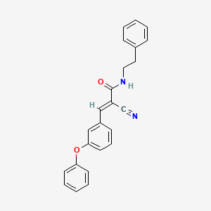 (E)-2-cyano-3-(3-phenoxyphenyl)-N-(2-phenylethyl)prop-2-enamide