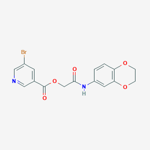 molecular formula C16H13BrN2O5 B2803834 2-(2,3-Dihydro-1,4-benzodioxin-6-ylamino)-2-oxoethyl 5-bromopyridine-3-carboxylate CAS No. 805256-91-1
