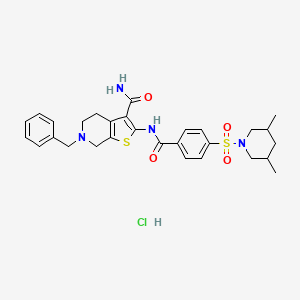 molecular formula C29H35ClN4O4S2 B2803840 6-Benzyl-2-(4-((3,5-dimethylpiperidin-1-yl)sulfonyl)benzamido)-4,5,6,7-tetrahydrothieno[2,3-c]pyridine-3-carboxamide hydrochloride CAS No. 1217116-91-0