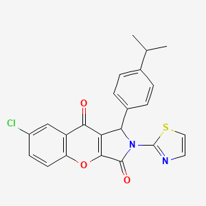 molecular formula C23H17ClN2O3S B2803845 7-Chloro-1-(4-isopropylphenyl)-2-(thiazol-2-yl)-1,2-dihydrochromeno[2,3-c]pyrrole-3,9-dione CAS No. 634567-57-0