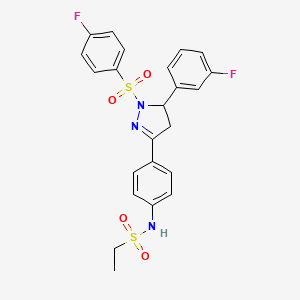 N-(4-(5-(3-fluorophenyl)-1-((4-fluorophenyl)sulfonyl)-4,5-dihydro-1H-pyrazol-3-yl)phenyl)ethanesulfonamide