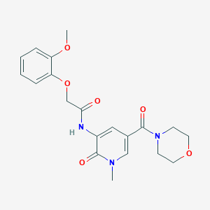 molecular formula C20H23N3O6 B2803855 2-(2-methoxyphenoxy)-N-(1-methyl-5-(morpholine-4-carbonyl)-2-oxo-1,2-dihydropyridin-3-yl)acetamide CAS No. 1207037-79-3