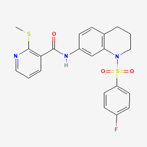 N-(1-((4-fluorophenyl)sulfonyl)-1,2,3,4-tetrahydroquinolin-7-yl)-2-(methylthio)nicotinamide