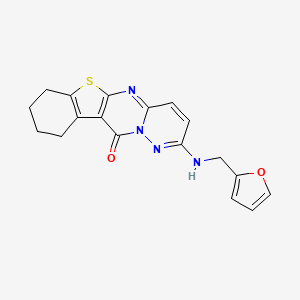 molecular formula C18H16N4O2S B2803868 2-((furan-2-ylmethyl)amino)-9,10-dihydro-7H-benzo[4',5']thieno[2',3':4,5]pyrimido[1,2-b]pyridazin-11(8H)-one CAS No. 379242-35-0