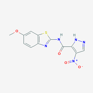 molecular formula C12H9N5O4S B280387 4-nitro-N-(6-methoxy-1,3-benzothiazol-2-yl)-1H-pyrazole-3-carboxamide 