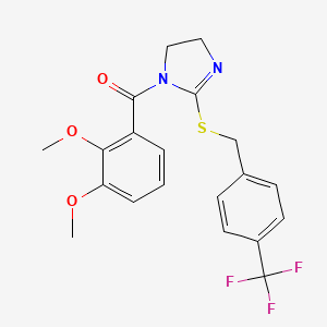 molecular formula C20H19F3N2O3S B2803874 (2,3-dimethoxyphenyl)(2-((4-(trifluoromethyl)benzyl)thio)-4,5-dihydro-1H-imidazol-1-yl)methanone CAS No. 851806-07-0