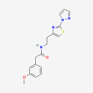 molecular formula C17H18N4O2S B2803889 N-(2-(2-(1H-吡唑-1-基)噻唑-4-基)乙基)-2-(3-甲氧基苯基)乙酰胺 CAS No. 1428358-83-1