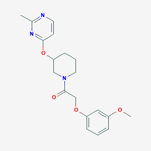molecular formula C19H23N3O4 B2803892 2-(3-Methoxyphenoxy)-1-(3-((2-methylpyrimidin-4-yl)oxy)piperidin-1-yl)ethanone CAS No. 2034400-76-3