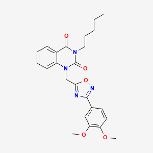 molecular formula C24H26N4O5 B2803896 1-((3-(3,4-dimethoxyphenyl)-1,2,4-oxadiazol-5-yl)methyl)-3-pentylquinazoline-2,4(1H,3H)-dione CAS No. 1207050-11-0