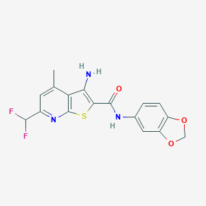 3-amino-N-(1,3-benzodioxol-5-yl)-6-(difluoromethyl)-4-methylthieno[2,3-b]pyridine-2-carboxamide