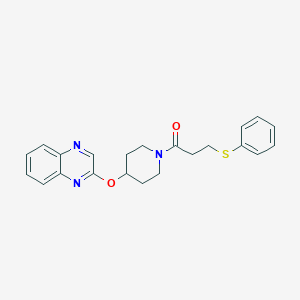 molecular formula C22H23N3O2S B2803908 3-(Phenylthio)-1-(4-(quinoxalin-2-yloxy)piperidin-1-yl)propan-1-one CAS No. 1705249-58-6
