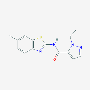 molecular formula C14H14N4OS B280391 1-ethyl-N-(6-methyl-1,3-benzothiazol-2-yl)-1H-pyrazole-5-carboxamide 