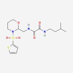 B2803910 N1-isopentyl-N2-((3-(thiophen-2-ylsulfonyl)-1,3-oxazinan-2-yl)methyl)oxalamide CAS No. 869072-03-7