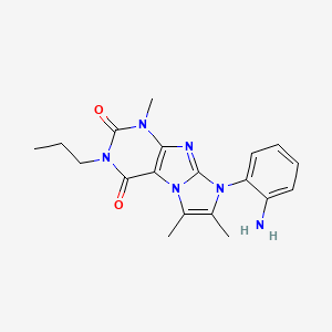 molecular formula C19H22N6O2 B2803918 8-(2-氨基苯基)-1,6,7-三甲基-3-丙基-1H-咪唑并[2,1-f]嘌呤-2,4(3H,8H)-二酮 CAS No. 919030-52-7