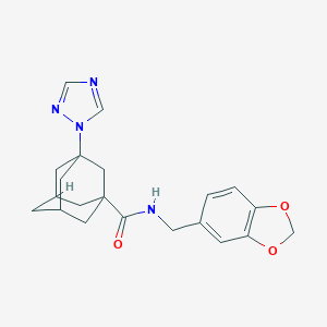 molecular formula C21H24N4O3 B280392 N-(1,3-benzodioxol-5-ylmethyl)-3-(1,2,4-triazol-1-yl)adamantane-1-carboxamide 