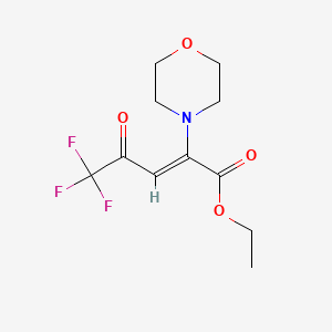 molecular formula C11H14F3NO4 B2803921 ethyl (2Z)-5,5,5-trifluoro-2-(morpholin-4-yl)-4-oxopent-2-enoate CAS No. 2138817-52-2