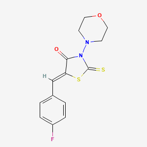 molecular formula C14H13FN2O2S2 B2803931 (Z)-5-(4-氟苯甲亚基)-3-吗啉基-2-硫代噻唑烷-4-酮 CAS No. 881816-77-9