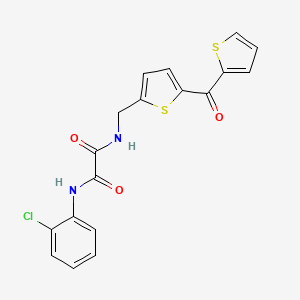 molecular formula C18H13ClN2O3S2 B2803938 N1-(2-chlorophenyl)-N2-((5-(thiophene-2-carbonyl)thiophen-2-yl)methyl)oxalamide CAS No. 1797299-09-2