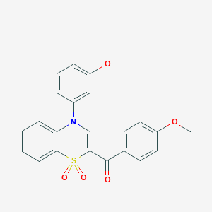molecular formula C23H19NO5S B2803940 (4-methoxyphenyl)[4-(3-methoxyphenyl)-1,1-dioxido-4H-1,4-benzothiazin-2-yl]methanone CAS No. 1114659-48-1