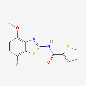 molecular formula C13H9ClN2O2S2 B2803942 N-(7-氯-4-甲氧基苯并噻唑-2-基)噻吩-2-羧酰胺 CAS No. 886963-98-0
