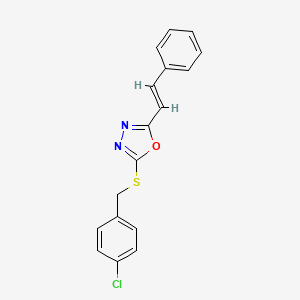 molecular formula C17H13ClN2OS B2803943 4-chlorobenzyl 5-[(E)-2-phenylethenyl]-1,3,4-oxadiazol-2-yl sulfide CAS No. 1164556-35-7