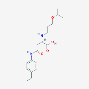 molecular formula C18H28N2O4 B2803944 4-((4-Ethylphenyl)amino)-2-((3-isopropoxypropyl)amino)-4-oxobutanoic acid CAS No. 1047678-52-3