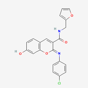 molecular formula C21H15ClN2O4 B2803953 (2Z)-2-[(4-chlorophenyl)imino]-N-(furan-2-ylmethyl)-7-hydroxy-2H-chromene-3-carboxamide CAS No. 1327180-51-7