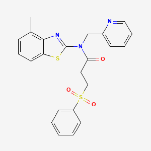 molecular formula C23H21N3O3S2 B2803957 N-(4-methylbenzo[d]thiazol-2-yl)-3-(phenylsulfonyl)-N-(pyridin-2-ylmethyl)propanamide CAS No. 941925-94-6