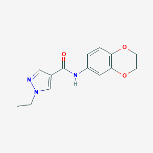 molecular formula C14H15N3O3 B280396 N-(2,3-dihydro-1,4-benzodioxin-6-yl)-1-ethyl-1H-pyrazole-4-carboxamide 