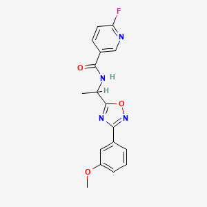 molecular formula C17H15FN4O3 B2803960 6-Fluoro-N-[1-[3-(3-methoxyphenyl)-1,2,4-oxadiazol-5-yl]ethyl]pyridine-3-carboxamide CAS No. 1436316-94-7